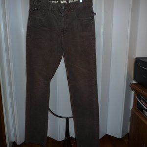 STAY R C V A CORDUROY BROWN PANT MEN SZ 30 SLIM EUC BUTTON FLY